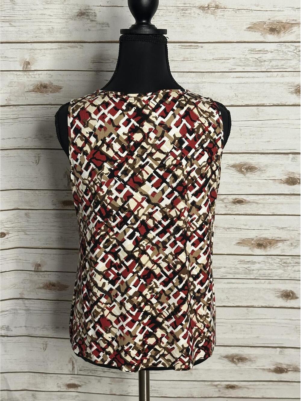J. Jill Wearever Collection sleeveless tank top XS abstract geometric red black - Picture 4 of 5